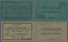 Deutschland - Kolonien: Deutsch-Ostafrikanische Bank, 5 Rupien Daressalam/Tabora 15. August 1915, Serie B (Ro.910a, F/F+) und 5 Rupien Daressalam/Tabo...