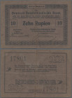Deutschland - Kolonien: Deutsch-Ostafrikanische Bank 10 Rupien Daressalam/Tabora 1. Oktober 1915, zwei gestempelte KN 17801 und DOAB Monogramm auf der...
