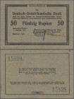 Deutschland - Kolonien: Deutsch-Ostafrikanische Bank 50 Rupien Interimsbanknote, Daressalam/Tabora, 1. Oktober 1915 mit zwei schwarzen Hand-Unterschri...