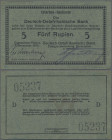 Deutschland - Kolonien: Deutsch-Ostafrikanische Bank 5 Rupien Interimsbanknote, Daressalam/Tabora 1. November 1915, mit Zusatz ”Kraft besonderer Ermäc...