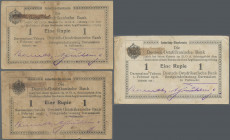 Deutschland - Kolonien: Deutsch-Ostafrikanische Bank 3x 1 Rupie Daressalam/Tabora 1. Februar 1916 mit Datumszeilen, einmal mit Serie G3, KN 18152 und ...