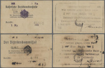 Deutschland - Kolonien: Deutsch-Ostafrikanische Bank, Lot mit 2 Briefkopfnoten 1 Rupie Buschnote, dabei mit Briefkopf ”KAISERLICHE BEZIRKSNEBENSTELLE”...