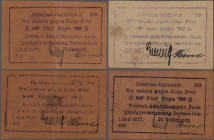 Deutschland - Kolonien: Deutsch-Ostafrikanische Bank, Lot mit 4 Buschnoten vom 1. Juli 1917, dabei 5 Rupien Serie ER und KN 0139 (Ro.937a, XF/XF+), 5 ...