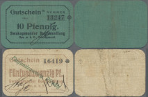 Deutschland - Kolonien: Swakopmunder Buchhandlung 10 Pfennig o.D.(1916-18) (Ro.950, VF mit winziger Stelle mit dünnen Leinen in der Mitte) und 25 Pfen...