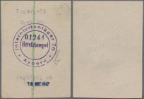 Deutschland - Konzentrations- und Kriegsgefangenenlager: Asperg (Württemberg), Interniertenlager 76, 2 RM, o. D. - 10.3.1947 (Verlängerungsstempel), E...