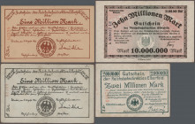 Deutschland - Reichsbahn: RBD Elberfeld, Lot mit 7 Gutscheinen, 2x 1 Million, 2x 2 Millionen, 5 Millionen und 2x 10 Millionen Mark 1923, MGG 006.1, 2,...
