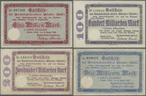 Deutschland - Reichsbahn: RBD Münster (Westf.), Lot mit 11 Banknoten, mit 2x 1 Million, 2x 3 Millionen, 2x 5 Millionen, 1 Milliarde, 10 Milliarden, 50...