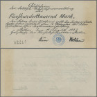 Deutschland - Reichsbahn: Stettin, Pommern, Reichsbahndirektion, 500 Tsd. Mark, 11.8.1923, rechter Rand gebräunt, ansonsten Erh. I-II
 [differenzbest...