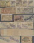 Deutschland - Reichsbahn: Stettin, Stettiner Straßen-Eisenbahn-Gesellschaft, 1920, Gutscheine mit rs. Reklame, 15 auf 5, 15 auf 10, 60 auf 40, 2 x 70 ...