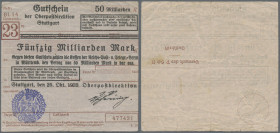 Deutschland - Reichsbahn: Stuttgart, Oberpostdirektion, 50 Mrd. Mark, 25.10.1923 (violetter Hochdruckstempel), Erh. III
 [differenzbesteuert]
