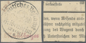 Deutschland - Reichsbahn: Heidenheim (Württemberg), Postamt, 1 Pf., o. D., gelbweißer Karton mit viol. Rundstempel ”Deutsches Postamt Heidenheim (Bren...