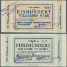 Deutschland - Notgeld - Bayern: Bad Tölz, Michael Steigenberger OHG, 100 Mrd., 500 Mrd. Mark, November 1923, Erh. II, 2 Scheine
 [differenzbesteuert]...