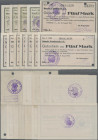 Deutschland - Notgeld - Elsass-Lothringen: Forbach, Lothringen, 5 Mark, 19.8.1914, Original, KN 5 mm, lochentwertet, Erh. II-, 4 x1, 7 x 5 Mark (davon...