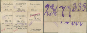 Deutschland - Notgeld - Elsass-Lothringen: Rappoltsweiler, Oberelsass, Hofer & Cie., 1, 2, 5, 10, 20 Mark, o. D., Varianten bei ”G” von ”Gutschein”, d...