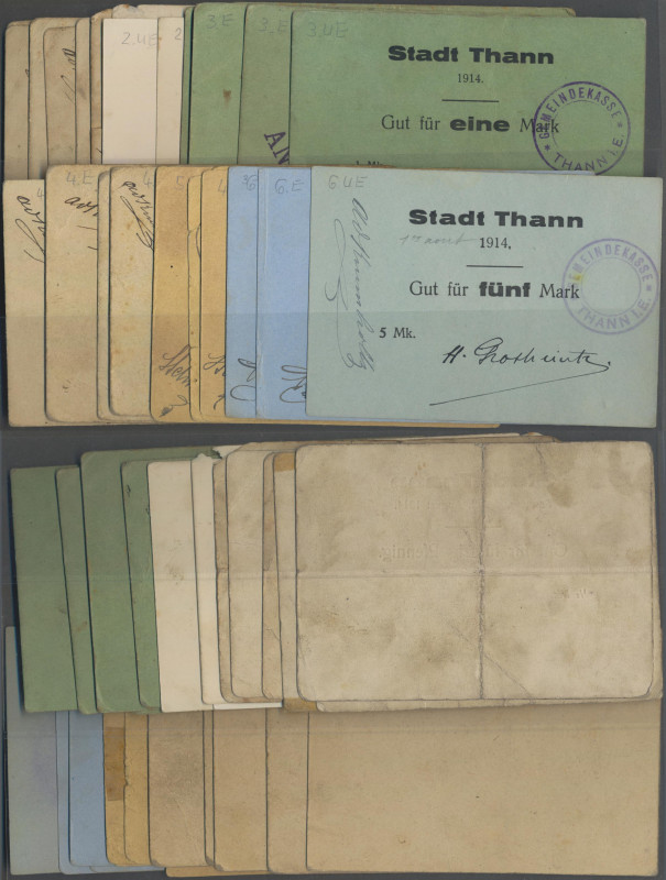 Deutschland - Notgeld - Elsass-Lothringen: Thann, Oberelsass, Stadt, 5 x 50 Pf.,...