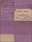 Deutschland - Notgeld - Elsass-Lothringen: Thann, Oberelsass, Freiwillige Feuerwehr Thann, 3 x 4 Mark, o. D. (7.9.1914), 1 x unentwertet, Erh. II, 2 x...