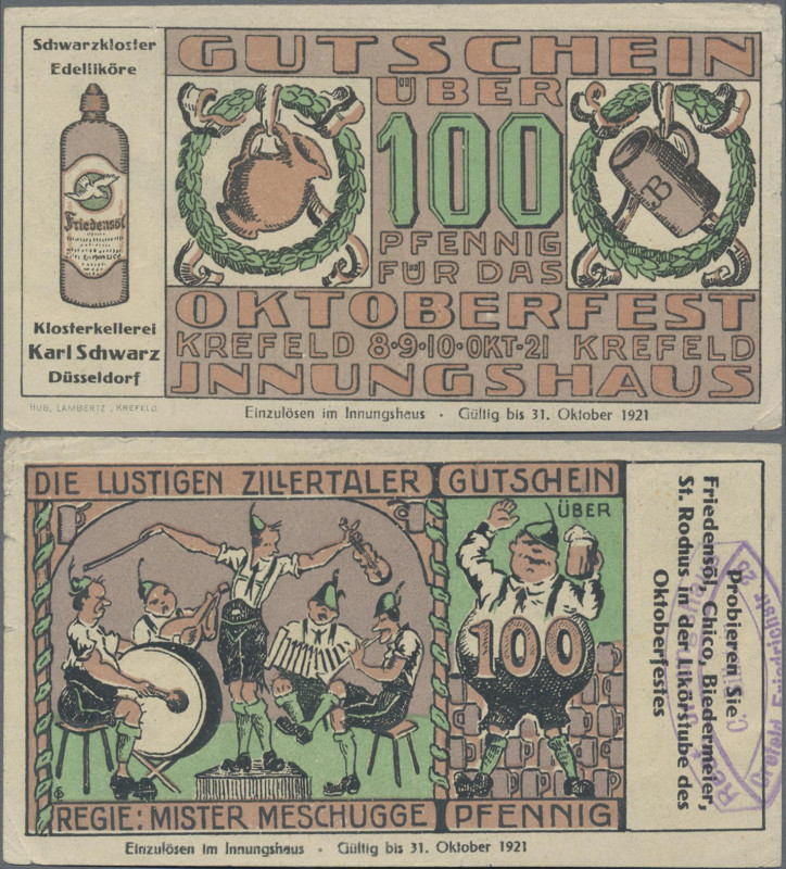 Deutschland - Notgeld - Rheinland: Crefeld, Innungshaus, 100 Pf., 8. - 31.10.192...