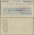 Deutschland - Notgeld - Rheinland: Jülich, Stadt, 20 Billionen Mark, 1.10.1923, gedr. Scheck auf Städtische Sparkasse, Erh. III
 [differenzbesteuert]...