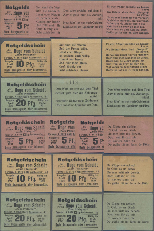 Deutschland - Notgeld - Rheinland: Köln, Hugo vom Scheidt ”Zum Pfalzgraf”, 5 Pf....
