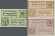 Deutschland - Notgeld - Rheinland: Stolberg, St. Gobain, Chauny & Cirey, 1, 5, 10 franz. Franken, 06.02.1924, Erh. I, total 3 Scheine
 [differenzbest...