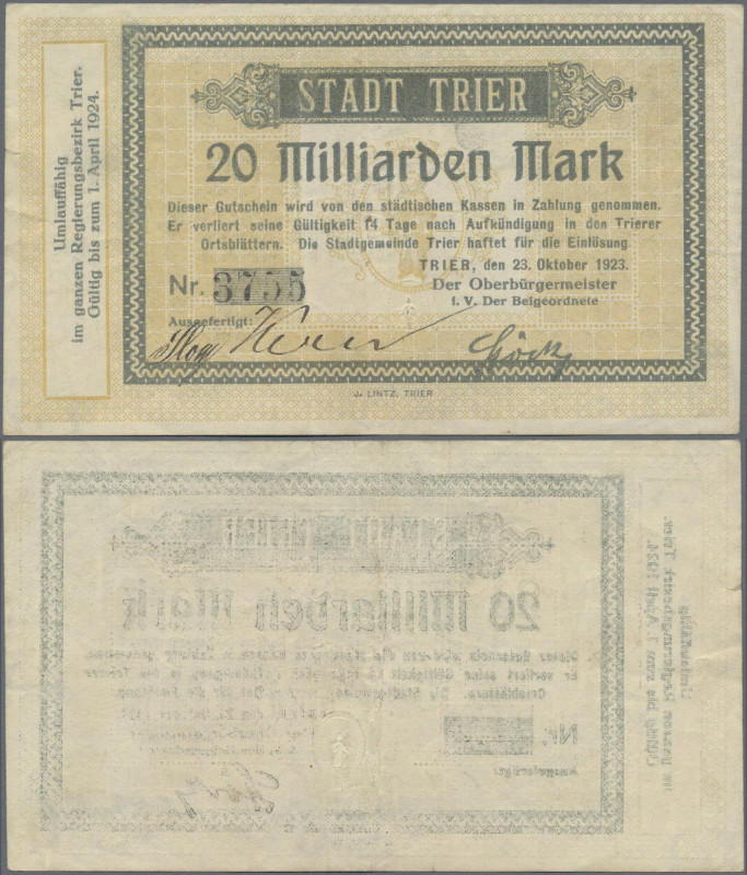 Deutschland - Notgeld - Rheinland: Trier, Stadt, 20 Mrd. Mark, 23.10.1923, KN 6 ...