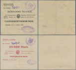 Deutschland - Notgeld - Sachsen: Glauchau, Stadtgirokasse, Kundenschecks, 50 Tsd. Mark, 18.8.1923, Aussteller Kratz & Burk, Erh. II, 500 Tsd. Mark, 14...