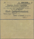 Deutschland - Notgeld - Sachsen: Eisenwerk Wittigsthal, bei Johanngeorgenstadt, Nestler & Breitfeld G.m.b.H., 100 Tsd. Mark, 15.8.1923, Scheck auf ADC...