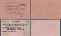Deutschland - Notgeld - Sachsen: Leutersdorf, Gewerbebank zu Neugersdorf, Kundenschecks für C. F. Weber GmbH, 2 x 1 Mio. Mark, 13. und 23.8.1923, unte...