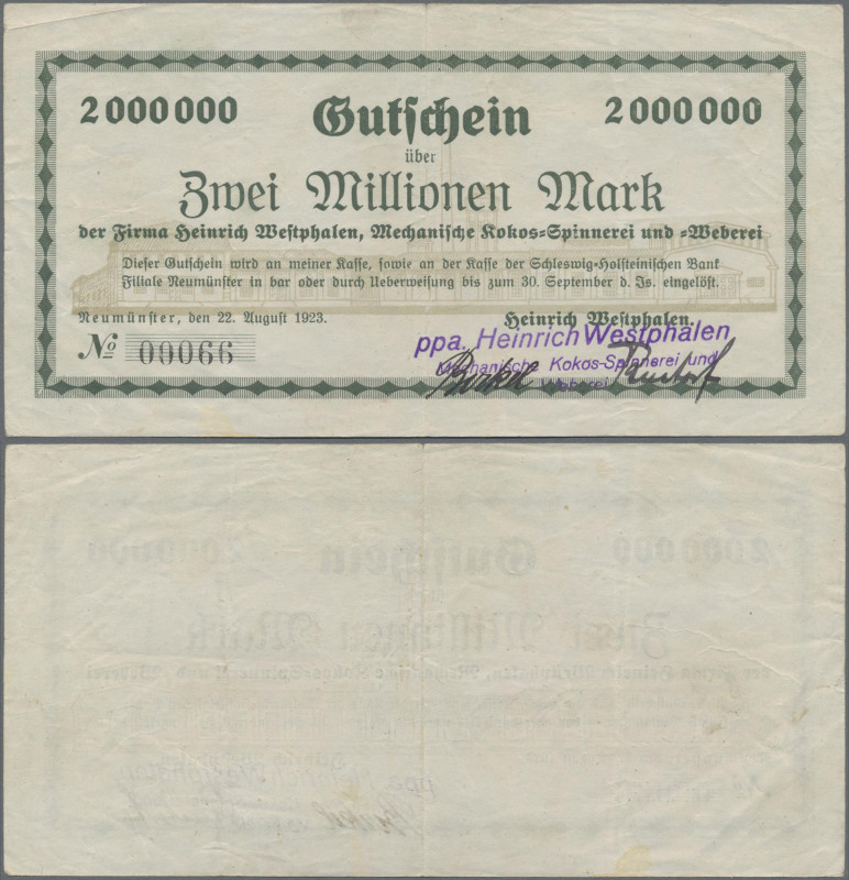 Deutschland - Notgeld - Schleswig-Holstein: Neumünster, Heinrich Westphalen, 2 M...