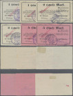 Deutschland - Notgeld - Westfalen: Wanne, Amtmann und Amtrentmeister, 1, 2, 5 Mark, 7.8.1914, jeweils 2 Reststücke mit Stempel B bzw. C, alle entwerte...