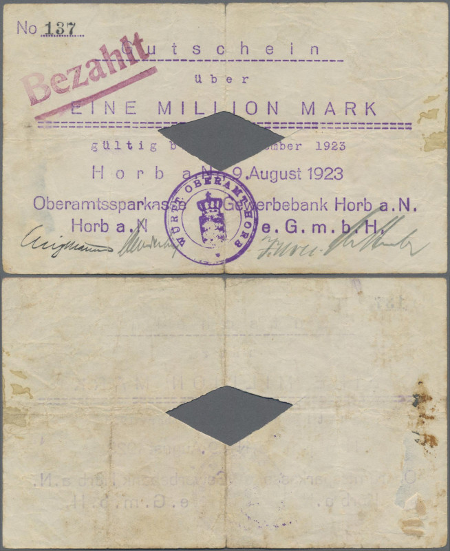 Deutschland - Notgeld - Württemberg: Horb, Oberamtssparkasse und Gewerbebank, 1 ...