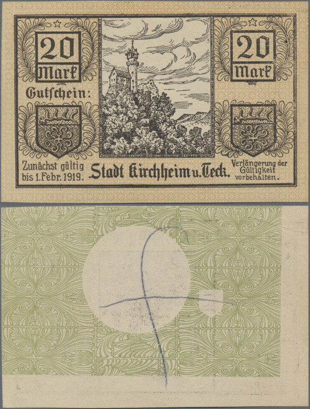 Deutschland - Notgeld - Württemberg: Kirchheim u. Teck, Stadt, 20 Mark, 31.10.19...