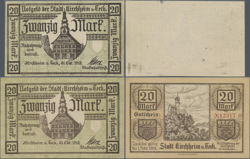 Deutschland - Notgeld - Württemberg: Kirchheim u. Teck, Stadt, 20 Mark, 31.10.19...
