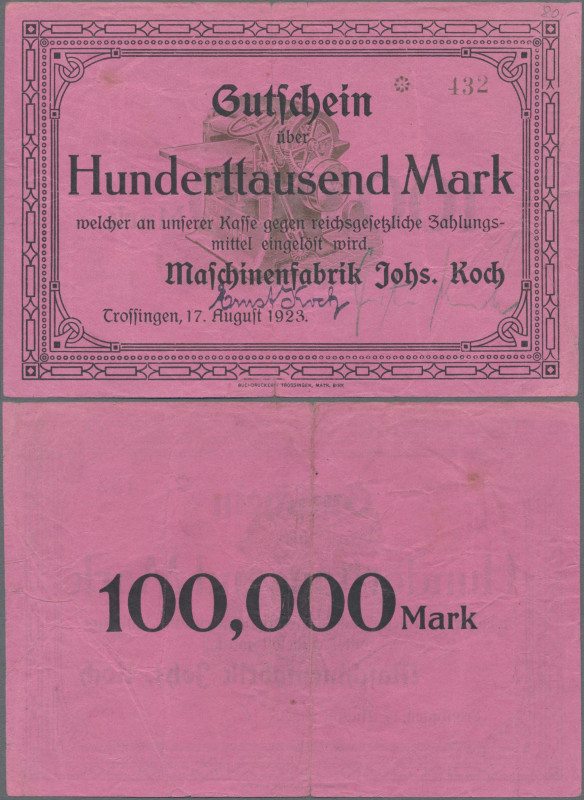 Deutschland - Notgeld - Württemberg: Trossingen, Maschinenfabrik Johs. Koch, 100...