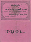 Deutschland - Notgeld - Württemberg: Trossingen, Maschinenfabrik Johs. Koch, 100 Tsd. Mark, 17.8.1923, mit Unterschriften, Erh. III
 [differenzbesteu...