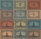 Deutschland - Notgeld - Ehemalige Ostgebiete: Freienwalde, Pommern, Stadt, 2, 4, 5, 10, 25, 50 Pf., November 1920, Probedrucke auf farbigem Papier ähn...