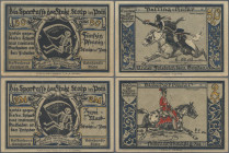 Deutschland - Notgeld - Ehemalige Ostgebiete: Stolp, Kaffeehaus Reinhardt, ”Skelettserie”, 50 Pf., 2 Mark, o. D., Erh. III, total 2 Scheine
 [differe...