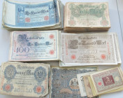 Deutschland - Deutsches Reich bis 1945: Eine Schachtel voll mit Banknoten, überwiegend 20er , 50er 100er um 1000er ab ca. 1903 - 1910. Geschätzt 500 S...