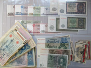 Deutschland - Deutsches Reich bis 1945: Schachtel mit diversen Banknoten, überwiegend Reichsbanknoten bis 1914, bisschen Inflation, Drittes Reich und ...