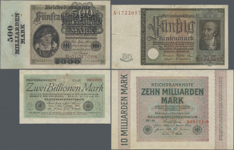 Deutschland - Deutsches Reich bis 1945: Kleines Sammelalbum mit 77 Banknoten Hoc...
