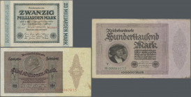 Deutschland - Deutsches Reich bis 1945: Leitz-Ordner mit 190 Banknoten 1922 bis 1923 mit zahlreichen Varianten, meist im Detail beschrieben, dabei u.a...