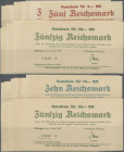 Deutschland - Alliierte Militärbehörde + Ausgaben 1945-1948: Nürtingen, Kreisverband, 1, 2, 5, 10, 20, 50 RM, 10.4.1945, jeweils drei vollständige Sät...