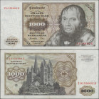 Deutschland - Bank Deutscher Länder + Bundesrepublik Deutschland: 1000 DM 1977 Ersatznote Serie ”Z/B”, Ro.280b, saubere, gebrauchte Note mit senkrecht...