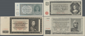 Deutschland - Nebengebiete Deutsches Reich: Protektorat Böhmen und Mähren, sehr umfangreiche Sammlung mit 43 Banknoten der Ausgaben 1940-1944, dabei 3...