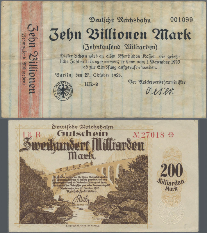 Deutschland - Reichsbahn: Lot mit 20 Banknoten diverser Reichsbahndirektionen, i...