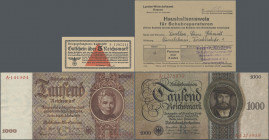 Deutschland - Sonstige: Heft mit 33 Banknoten, dabei u.a. 2x 1000 Reichsmark 1924 Q/A, R/A, beide mit Perforation ”Muster” und laufender Serie (Ro.172...