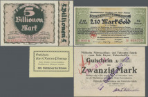 Deutschland - Notgeld: Schächtelchen mit 277 verschiedenen dt. Notgeldscheinen, dabei 1 Stück Bielefeld Seide, 51 Großgeldscheine 1918, 22 Scheinen au...