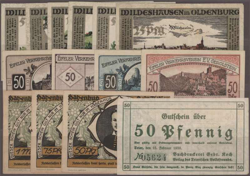 Deutschland - Notgeld: Serienscheine mit geringem Anteil an Kleingeld, umfangrei...