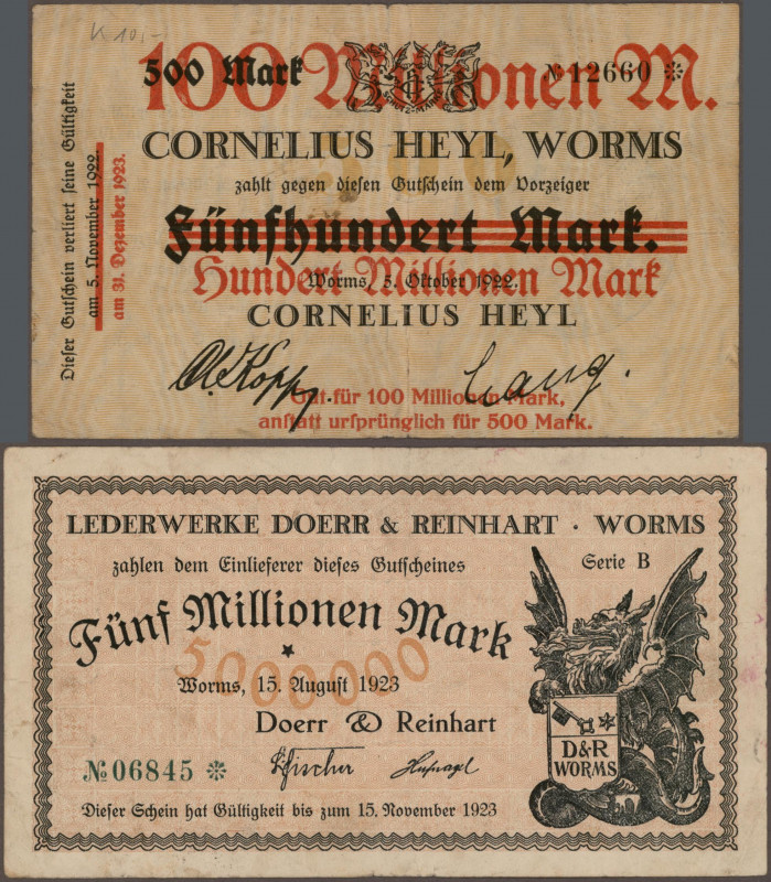 Deutschland - Notgeld - Hessen: Worms, Notgeldscheine der Stadt (13 Stück von 50...