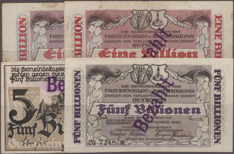 Deutschland - Notgeld - Württemberg: Freudenstadt, sieben Notgeldscheine mit u. ...
